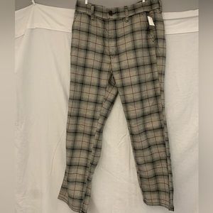 Plaid straight leg pants